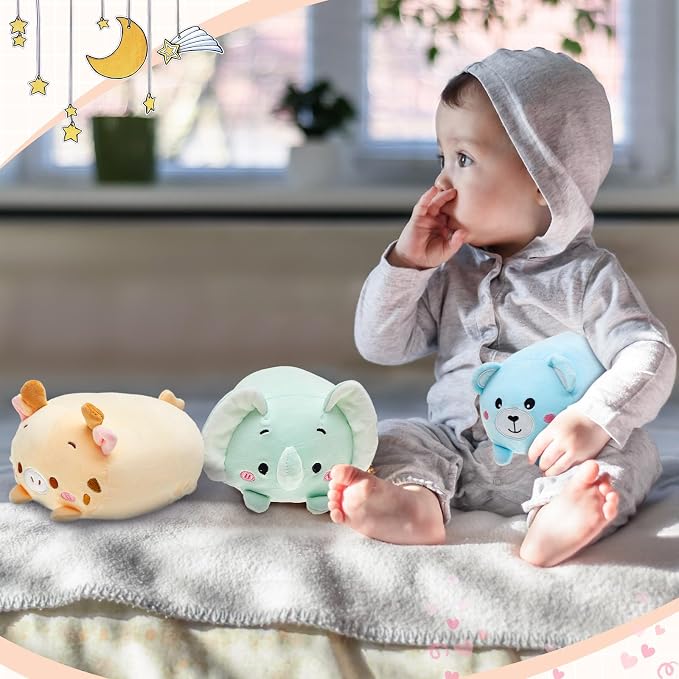 Leitee 4 Pcs Stuffed Animals Plushies Bulk 8 Inch Cute Plush Toys Plush Pillow for Boys Girls Birthday Gift Box Toys for Kids Back to School Classroom Prize Christmas Party Favors Bulk (Vivid Style)