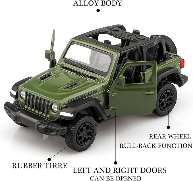 TOKAXI 1/36 Scale Jeep Wrangler Rubicon Diecast Car Models,Pull Back Vehicles Toy Cars,Cars Gifts for Boys Girls