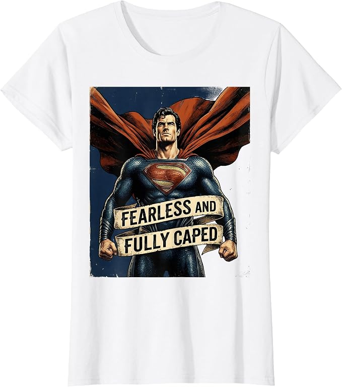 Fearless and Fully Caped Superhero Design T-Shirt