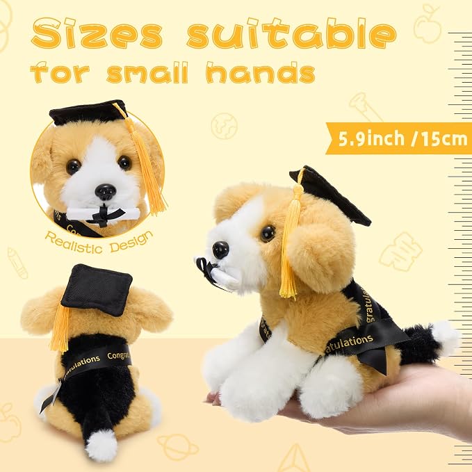 Tezituor 6 Pcs Graduation Plush Dog Bulk Toy 6", 2026 Cute Puppy Graduation Stuffed Animal Gift for Boys and Girls Graduates, Congrats Grad Keepsake