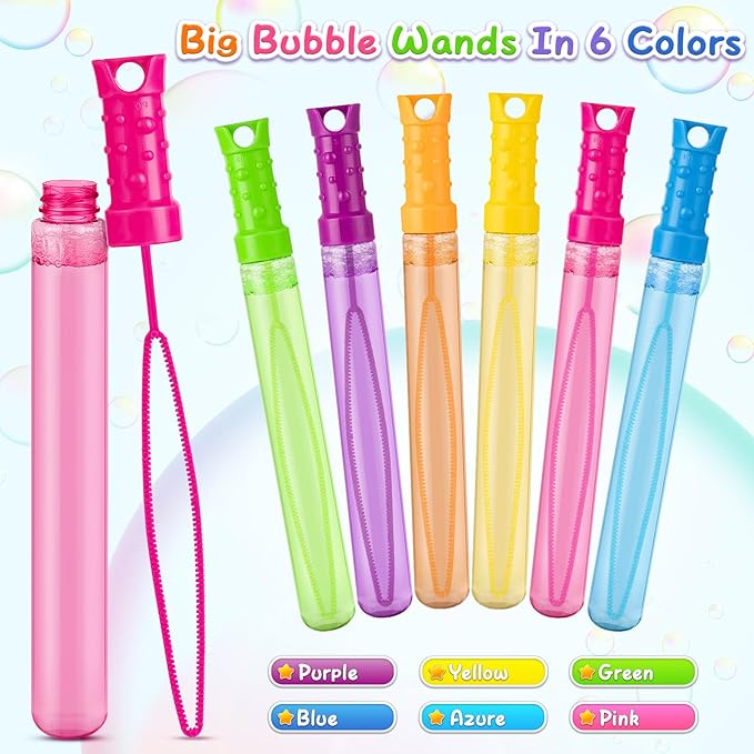 60 Pack Big Bubble Wands Bulk in 6 Colors,Ideal for Easter, Summer, Halloween, Valentine, Classroom Prizes