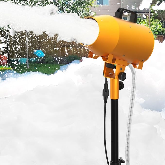 1000W Foam Machine for Foam Party, 3–5m Spray Distance Foam Cannon, Iron Barrel Body, Waterproof Control Box, Water Pump, 4-Position Adjustable Tripod Stand, AC110V Outdoor Foam Maker