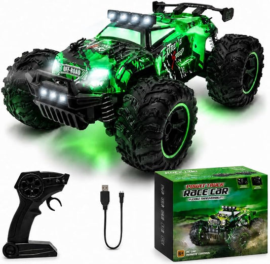 JoyRapt Remote Control RC Cars, 2.4GHz 1:18 2-Speed RC Car with LED Lights, 2WD Remote Control Truck Gifts for Beginner Boys Girls, Toy Car Birthday Christmas Easter Stuffer Gifts for Beginner Kids