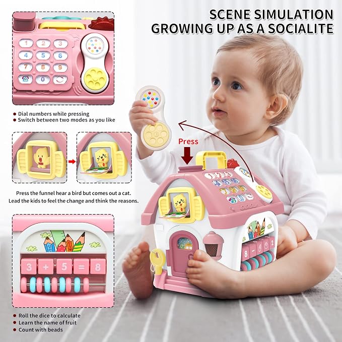 Ming You Montessori Toys for 1.5+ Year Old Girl Gifts - 8-in-1 Musical Learning House Baby Toy, Toddler Toys Age 18M+ Girls Educational Birthday Gifts