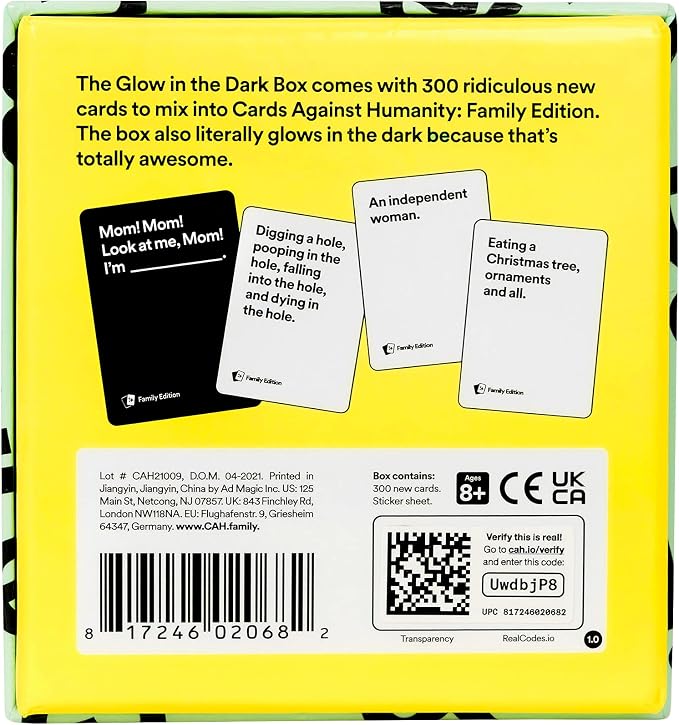 Cards Against Humanity Family Edition: Glow in the Dark Box • 300-Card Expansion