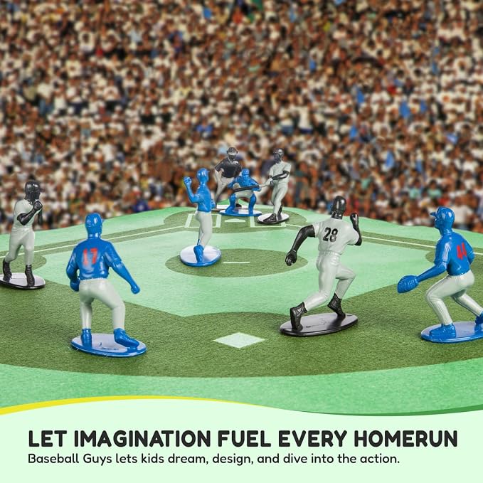 Kaskey Kids Baseball Guys, Black Gray vs. Blue Gray, 29 Pieces in Each Set, Includes 2 Teams, Accessories, and Travel Storage Case, Nostalgic Sports Action Figures for Imaginative Play, Ages 3 and Up
