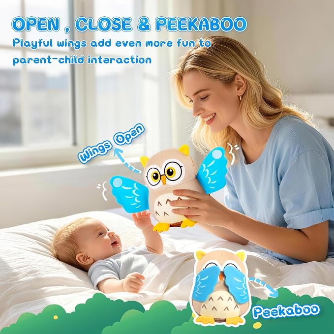 Baby Toys 6-12-18 Months, Musical Crawling Dancing Peekaboo Owl Plush Toy, 50 Songs & Recording Function, Interactive Tummy Time Sensory Toys for Toddlers, Infant Gifts for Boys Girls 1-3 Year Old