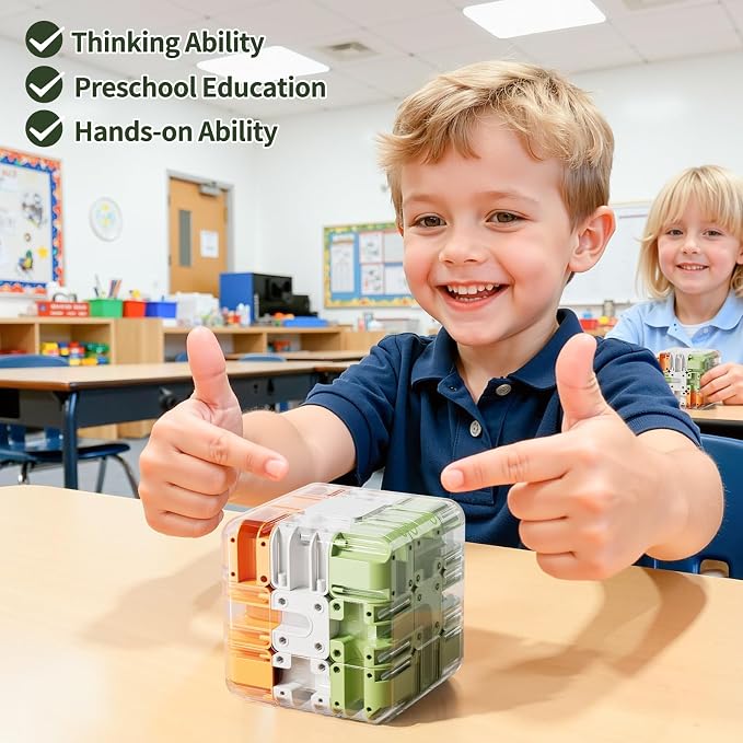 3D Cube Puzzle for Kids 3-5 8-12, Education Sensory Toys with Color-Match Ball, Birthday Gift for Adults Kids 8 9+ Year Old Boy