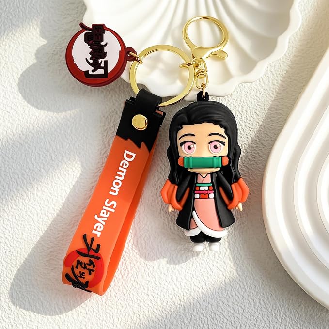 Anime Slayer Novelty Keychain, Collectable Cartoon Mini Figure, Cute Fun Keyring Jewelry Gift for Men and Women
