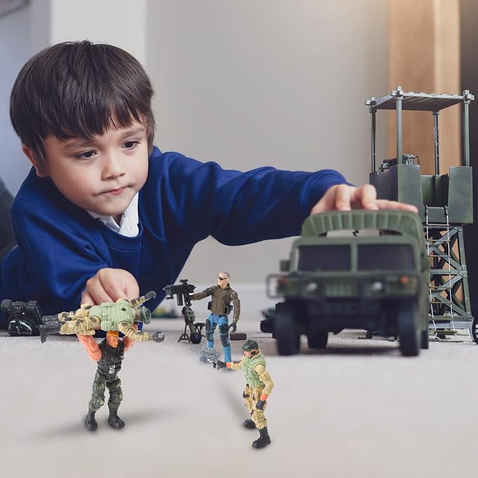 Tuanse 26 Pcs SWAT Team and Military Action Figures Playset with Weapons, Army Toys for Kids Boys Girls