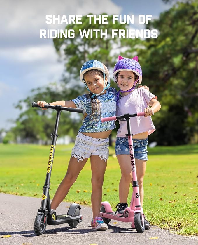 FanttikRide C9 Kids Electric Scooter Ages 8-12, Foldable for Kids 3.9-5.2 ft, 132 lbs, 5 Miles Range, Up to 40 mins Ride Time, 2 Safe Max Speed 6/10 MPH, 3 Adjustable Heights