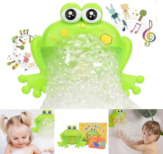 Bath Toys for Toddlers 1-3, LED Light Up Frog Bubble Machine with 24 Songs & Song Switch, Automatic Bubble Maker Blower for Baby Bathtub, Fun Shower Toys for Boys Girls, 18M+