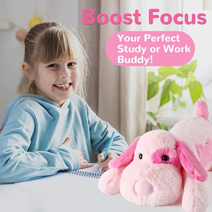 meowtastic Pink Dog Weighted Stuffed Animals - 28 Inch 5.0 Pounds Weighted Plush Dog Stuffed Animals - Large Stuffed Dog Plush - Cute Plush Toys Gifts for Kids & Adults (28" 5.0 lbs)