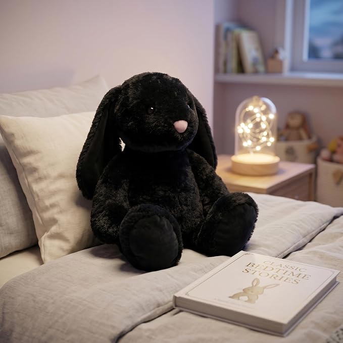 WEIGEDU Black Rabbit Bunny Stuffed Animal Plush Toy with Floppy Ears | 17.7 Inch, Soft Plush Cuddle Buddy, Gift for Boys, Girls, Nursery Decor, Easter