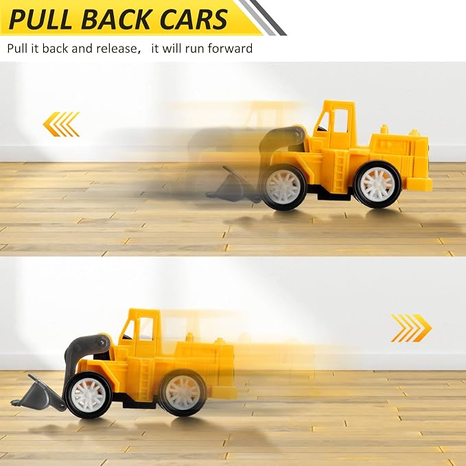 Libima 72 Pcs Construction Toys for Construction Party Favors, Fire Fighting Vehicles Tractor Military Truck Toys Small Sand Trucks Excavator Toy for Birthday Gift, 16 Styles(Engineering Vehicles)
