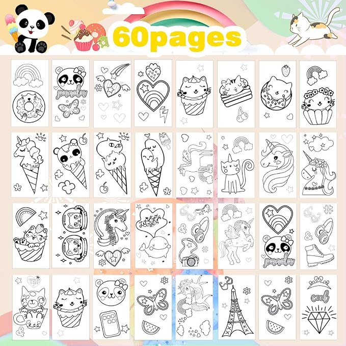 YOYTOO Panda Coloring Book Set with Coloring Pages & Colored Pencils, Art Supplies for Kids Ages 4-6-8, Arts Crafts Travel Coloring Kit for Girls 4 5 6 7 8 Year Old Birthday Gifts