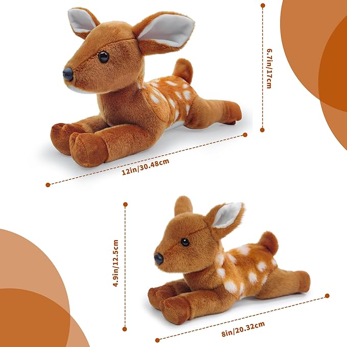 Deer Stuffed Animal for Kids,12 inch Realistic Animal Plush Toy Lying Down Posture Animals,Plush for Boys Girls Adult Birthday Hug Teaching(L-Deer)