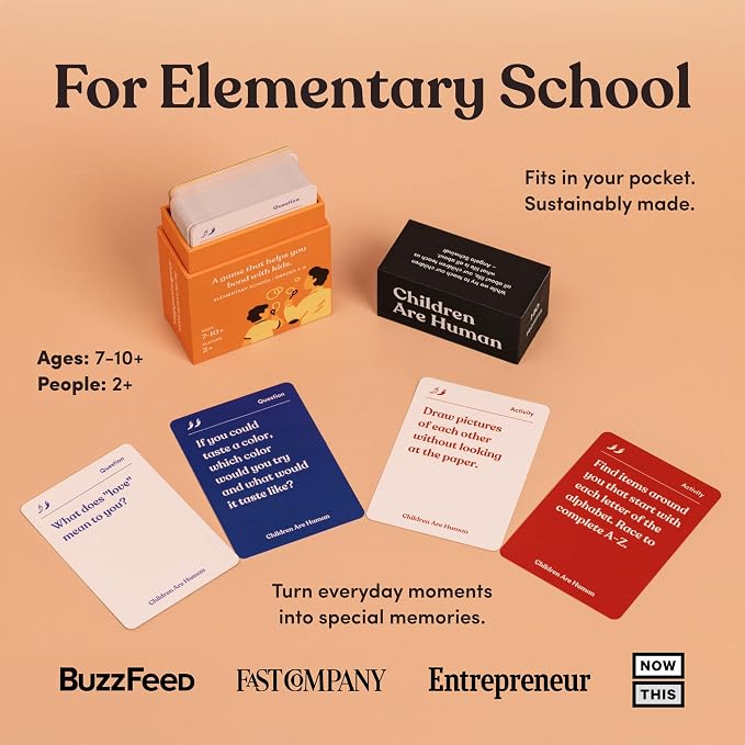 Children are Human | 140 Conversation Cards to Help Bond with Kids | Card Game for Elementary School Children | Designed by Experts for Grades 2-5 | Ages 7-10+