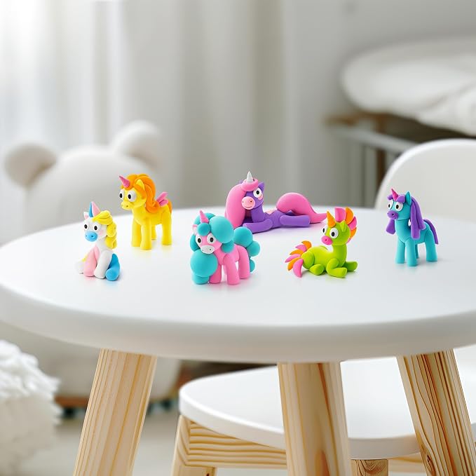 Hey Clay - Modelling Air-Dry Clay with Fun Interactive App - Sparky, Series Rainbow Unicorns, 3 cans