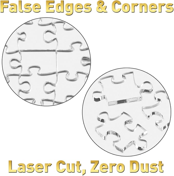 Funwares 200-piece ImPuzzable Clear Puzzle – Insanely Hard Brain Teaser for Adults – Acrylic Jigsaw with False Edges and Fale Corners – Funny White Elephant Gift