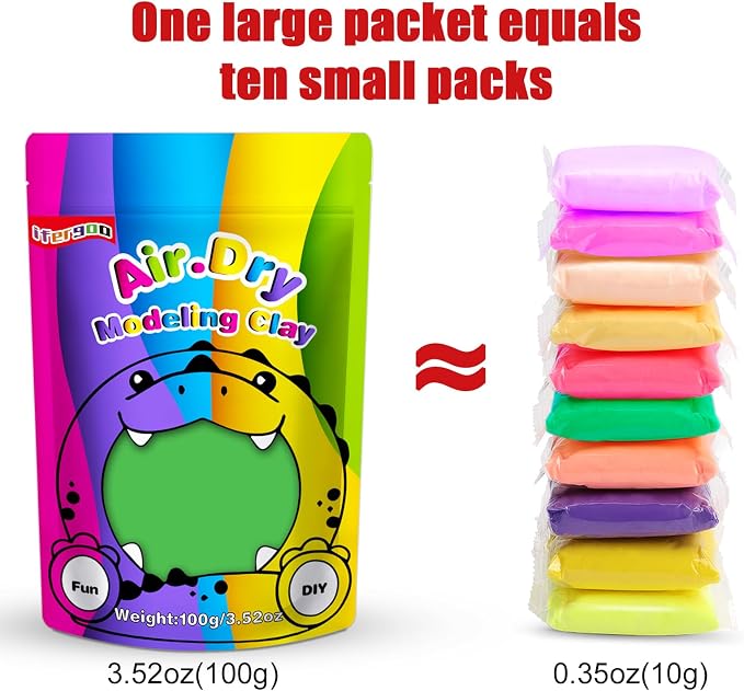 ifergoo Green Air Dry Clay, DIY Creative Modeling Clay for Kids, Super Light Magic Foam Clay for Kids Age 3-12, Soft, No-Sticky & Non-Toxic, Molding Clay for School Art & Craft Project(100g/3.5oz)