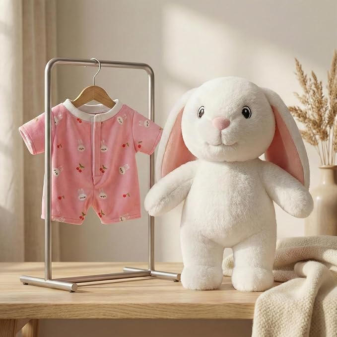 Plushies Stuffed Animal with Clothes Dress up Costume Soft Bedtime Toy 12 Inch Doll Outfit for Kids Toddler Boy Toys Funny Room Decor Washable Cuddle Pillow Green Animal Plush Rabbit Bunny