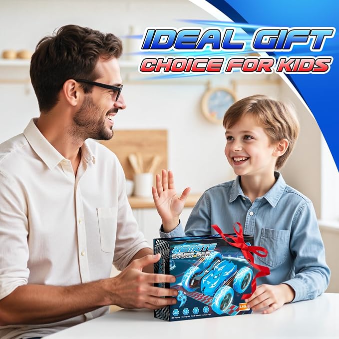 Excitobo Remote Control Car,RC Cars for 4 5 6 7 8 9 10 11 12 Year Old Boy Double Sided 360°Flip 4WD Rechargeable Drift RC Race Car Boys Toys Birthday Gifts Easter Basket Stuffers for Kids Age 4-12