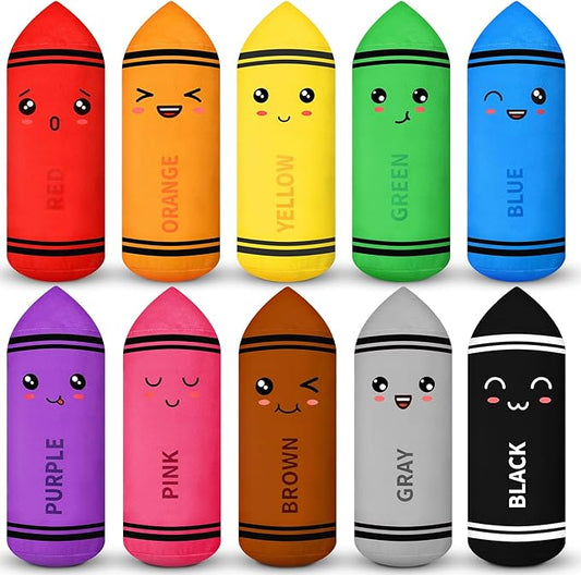 Soulchen 10 Colors Crayon Plush Toy for Kids Classroom 11.8 Inches Crayon Decoration Back to School Pillow Toddler Preschool Reading Room Decor