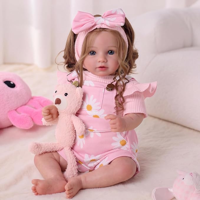 BABESIDE Reborn Baby Dolls, 20Inch Soft Cloth Body Realistic Baby Doll w/Rooted Hair and Open Eye Reborn Doll for Girls Real Life Baby Dolls Perfect for Kids Ages 3+, Playtime and Collection