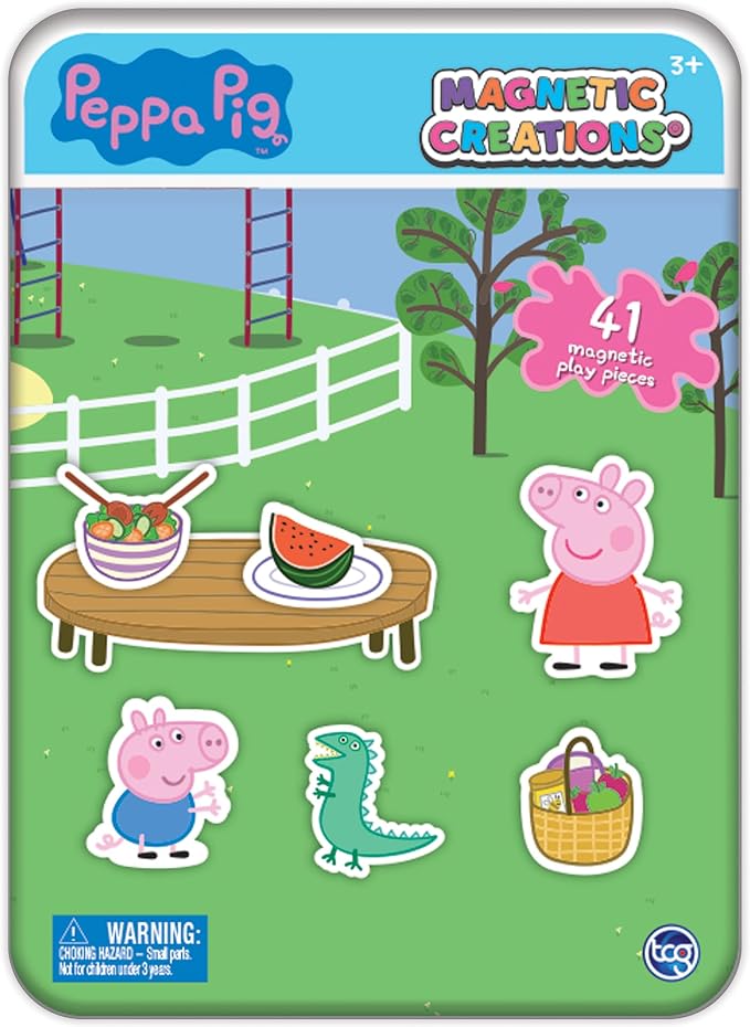 Magnetic Creations Tin: Peppa Pig - Creative Storytelling Playset, 40 Pop-Out Magnets, Beautiful Play Scene, Mix & Play Toy, Kids-Toddlers Ages 3+