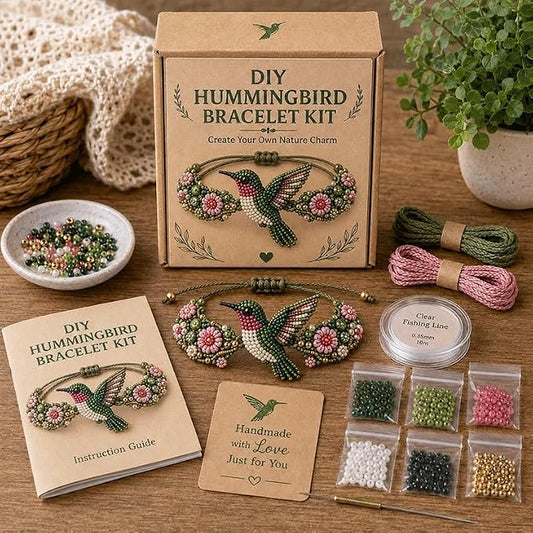 DIY Beaded Bracelet Making Kit, Beginner-Friendly Beaded Bracelet Animal Making Kit, Three-Dimensional Beadwork Jewelry Craft Kit with Full-Color Instruction Sheet, for Craft Lover (Hummingbird)