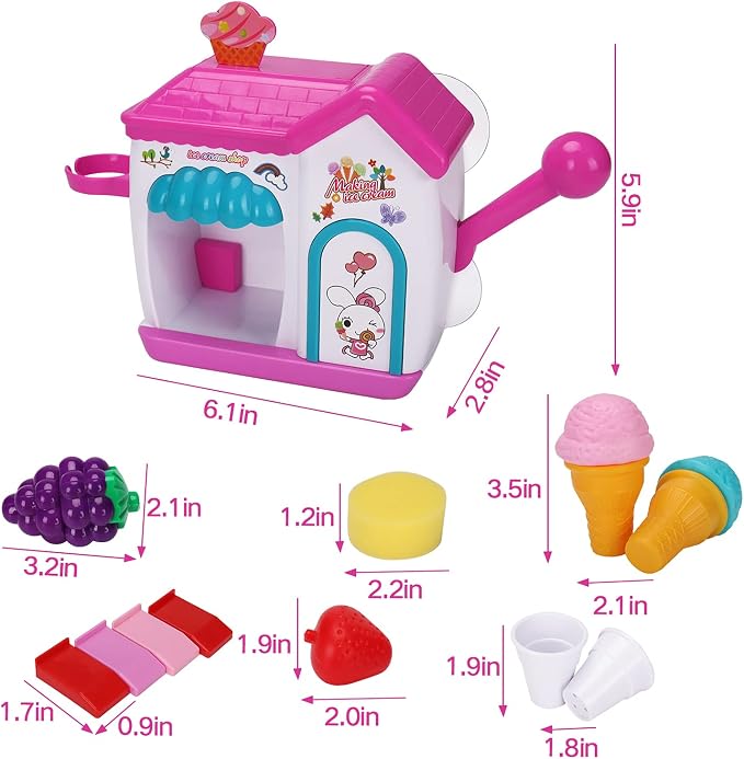 AugToy Bath Toys for Toddlers 3-5 Years, Ice Cream Foam Maker Bath Toys for Kids Ages 4-8, Bubble Pretend Cake Play Set Bathtub Water Toys Age 3 4 5 Year Old Girls Boys Holiday Birthday Gifts Idea