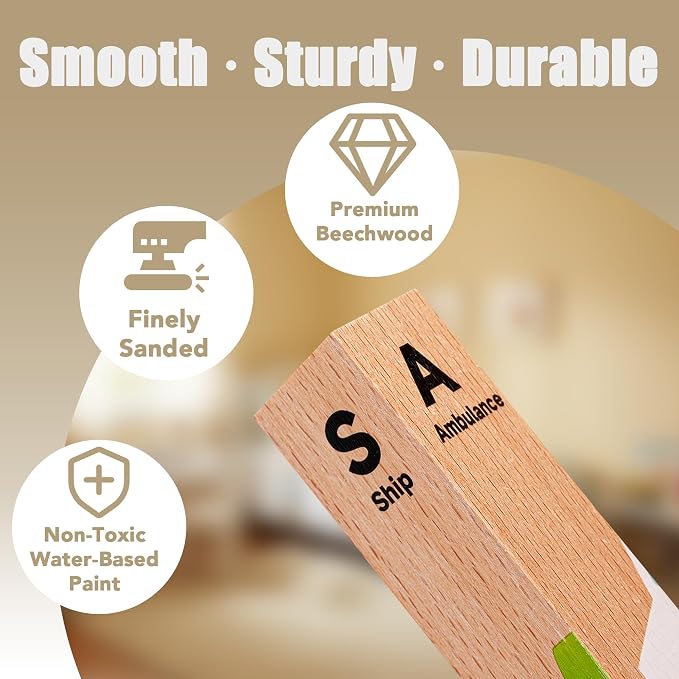 4 in 1 Montessori Wooden Puzzle Toy for Toddlers Ages 2 and Up – Educational Toys for Kids, Toddler Puzzle Toy for Early Learning & Fine Motor Development-Transportation