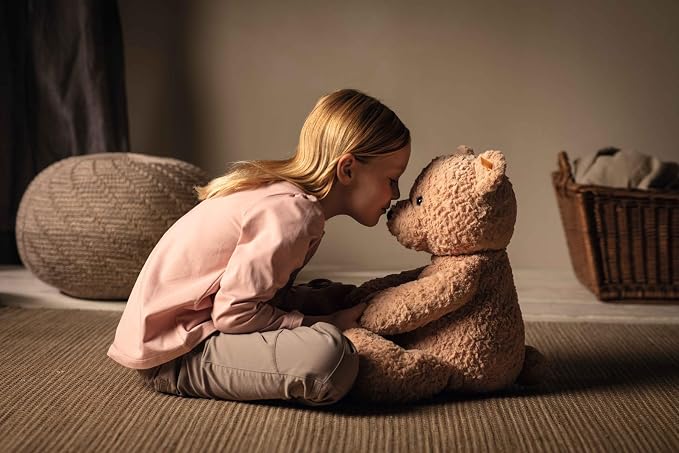 Steiff soft toy Jimmy Teddy Bear, cute cuddly toy with plastic eyes, children, boys & girls, plush animal 55 cm, light brown, 067181