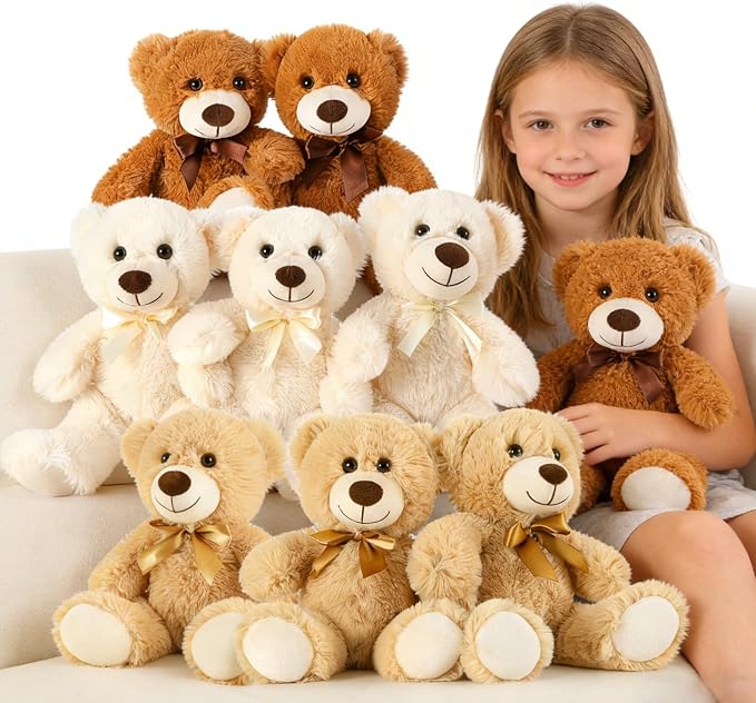 MaoGoLan 9 Pack Bulk Teddy Bears Stuffed Animals 14 inch Plush Teddy Bear Stuffy Gift for Valentines Christmas Mother's Day Girls Birthday Baby Shower Decor (Machine Washable)