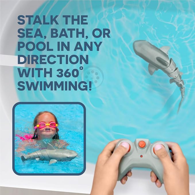 Terra by Battat – Swimming Shark Radio Control Toy – Electronic Water Animal for Pool & Bath – Remote Controlled Fun for Kids 6+ Years