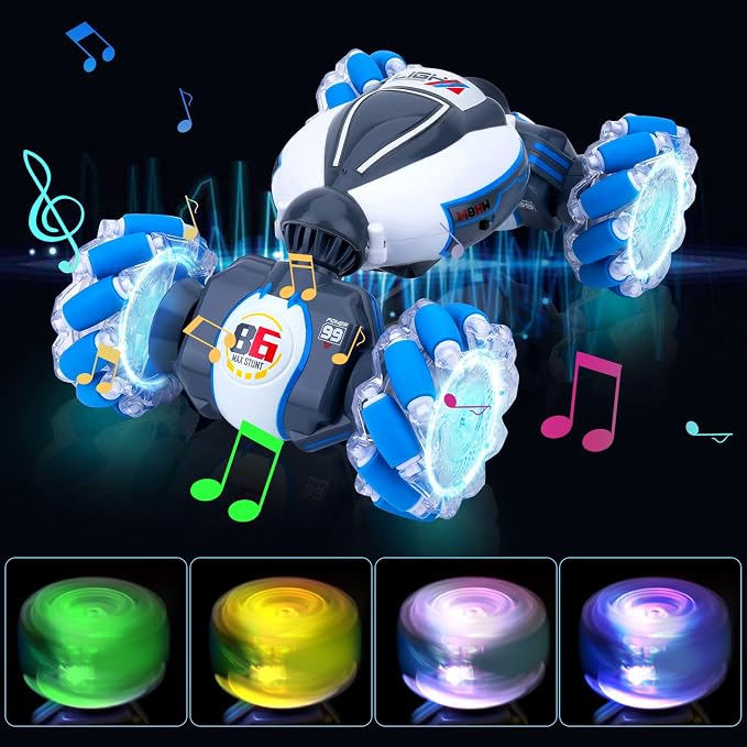 Fosgoit Gesture Sensing RC Stunt Car, Toys for Boys Girls 6-12 Year Old 4WD Remote Control Car 360° Rotate Transform Off-Road Drift RC Toy with Lights Music, 2.4Ghz Hand Control Birthday Xmas Gifts