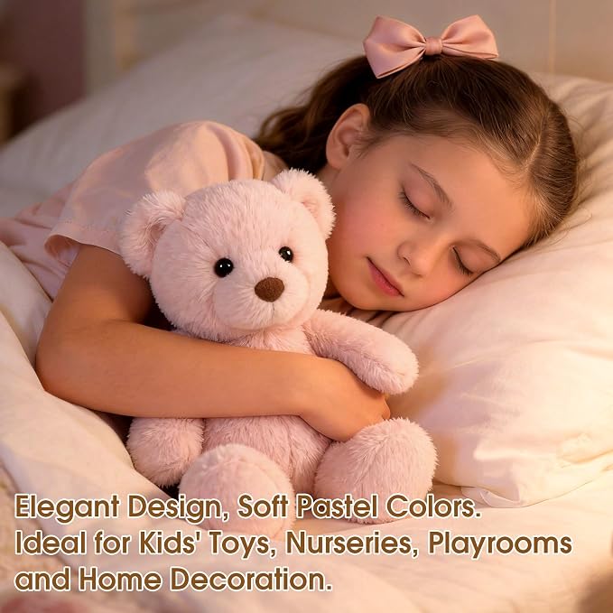 Teddy Bear Stuffed Animal, 9" Small Plush Toy for Girls Kids, Valentines Birthday Gift, Safe Material Washable, Pink