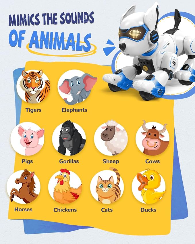 anysun Robot Dog Toy for Kids, Programmable Remote Control Robot Puppy with Voice & Touch Sensors, Dancing/Singing, Animal Sound Imitation, Smart Stunt Robot Pet, Robotic Dog for Kids (Royal Blue)