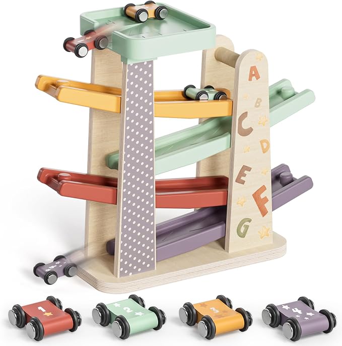 TOP Bright Toddler Wooden Race Track Car Ramp Toys (Baby Car Ramps)