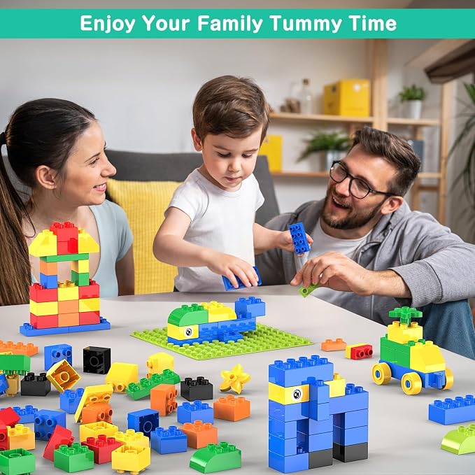 83 Pcs Jumbo Building Blocks for Toddlers (81 Blocks + 2 Baseplates) | Compatible Big Construction Bricks in Diverse Vibrant Colors | Kids Ages 3+ STEM Toy
