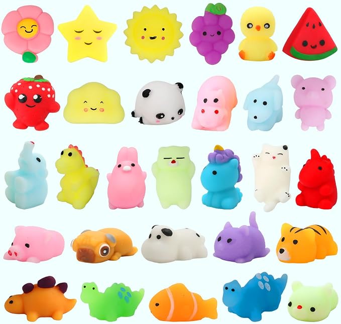 120 Pack Squishy Toys, Kawaii Squishies Party Favors for Kids 4-8 8-12 Treasure Box Toys for Classroom Birthday Xmas Gifts Goodie Bag Mini Animals Mochi Squishy Stress Relief Sensory Toys Random
