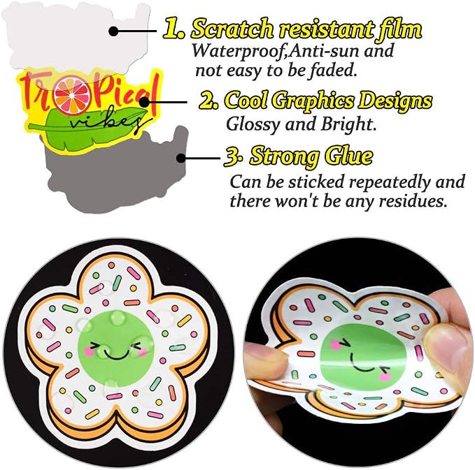 QTL Waterproof Stickers for Girls Cute Stickers for Water Bottles Hydro Flask Kids Teens Waterproof Vinyl Packs 100Pcs