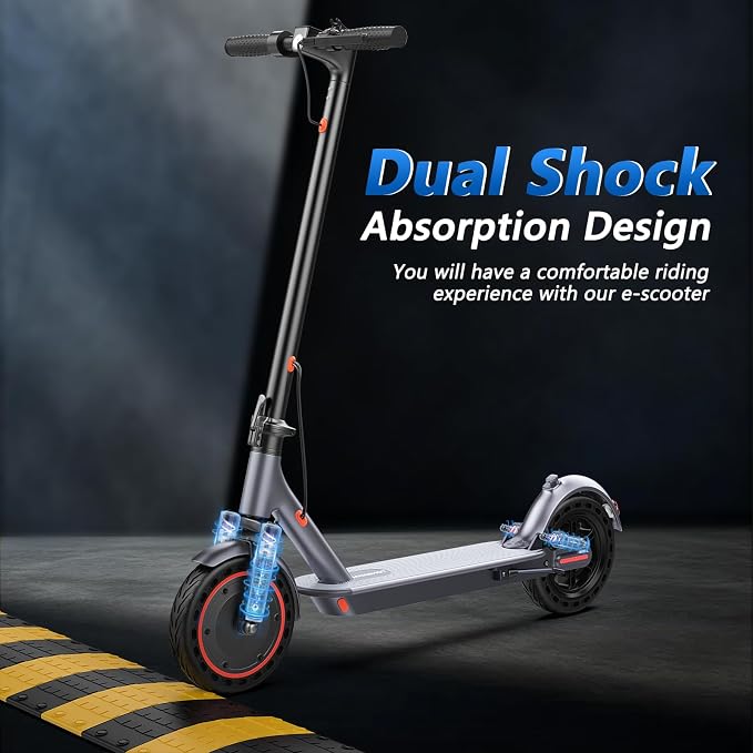 Maxshot Electric Scooter, 8.5" /10" /14" Tire, 16/19/22 Mph Top Speed, 12/16/21/27/28/49/50 Miles Long Range, Folding Escooter for Adults and Kids with Seat Bag, Dual Braking, Dual Suspension, App