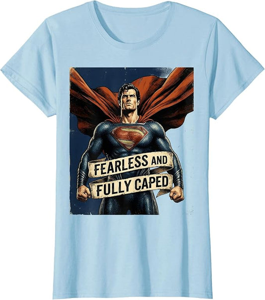 Fearless and Fully Caped Superhero Design T-Shirt