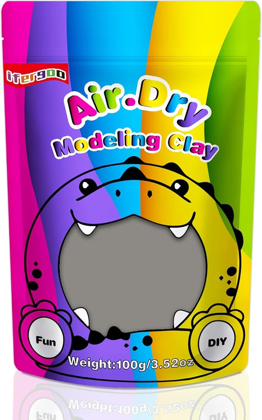 ifergoo Gray Air Dry Clay, DIY Creative Modeling Clay for Kids, Super Light Magic Foam Clay for Kids Age 3-12, Soft, No-Sticky & Non-Toxic, Molding Clay for School Art & Craft Project(Gray 100g/3.5oz)