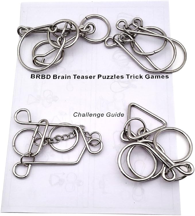 4 Sets Advanced Metal Brain Puzzles Teasers Toys Puzzles Magic Toys for Kids Adults