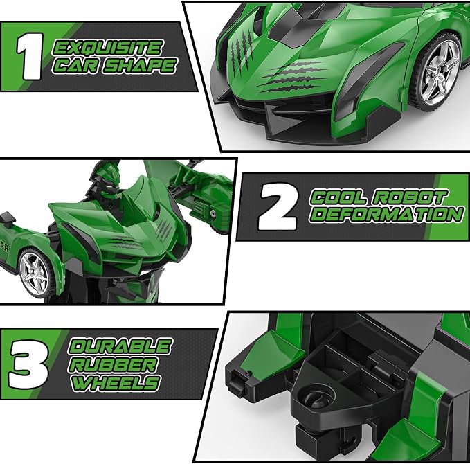 BLUEJAY Transform Rc Cars for Boys 4-7 8-12, 2.4Ghz Remote Control Car 1:18 Scale Transforming Robot, One-Button Deformation 360° Rotation Car Toy Gifts for Boys 3-5