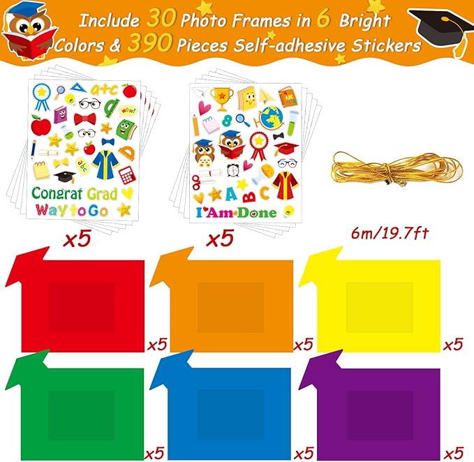 chiazllta 30 Packs Craft Kits Congrats Grad DIY Picture Frame Craft Art 2026 Party Favor Decorations for 15+