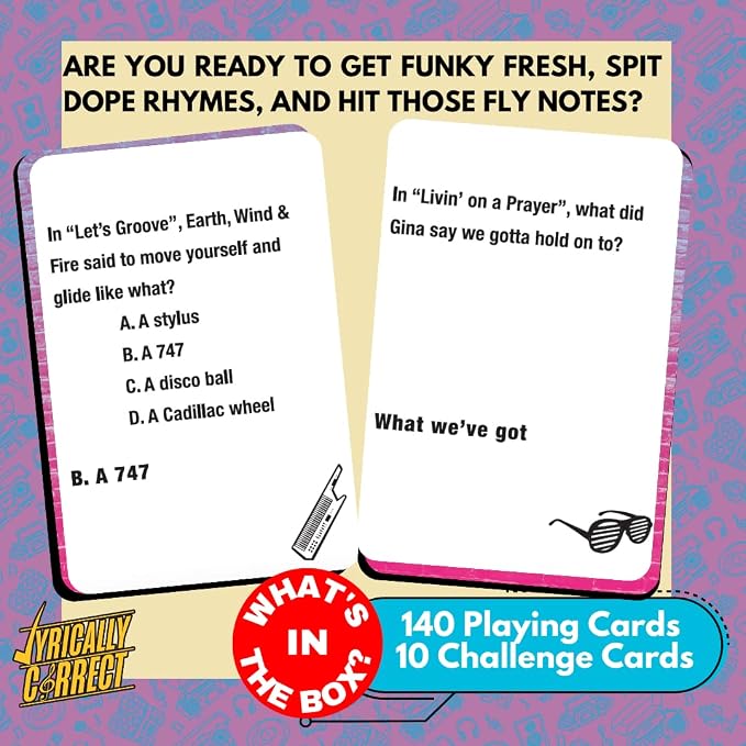 Lyrically Correct '80s Mixtape Edition – ‘80s Music Trivia Card Game for Adults & Families | Hip-Hop, R&B, Funk & Pop Party Game for Game Night